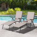 Outdoor Lounge Chairs Set of 2, Lightweight Folding Reclining Texilene Patio Chair with Adjustable Backrest G54239