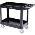 Black 2 Shelf Heavy Duty Plastic Rolling Utility Cart L8120