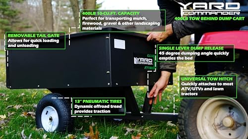 400LB Heavy Duty Steel Dump Cart 10-Cubic Feet Capacity Utility Trailer with Removable Tailgate Q1296