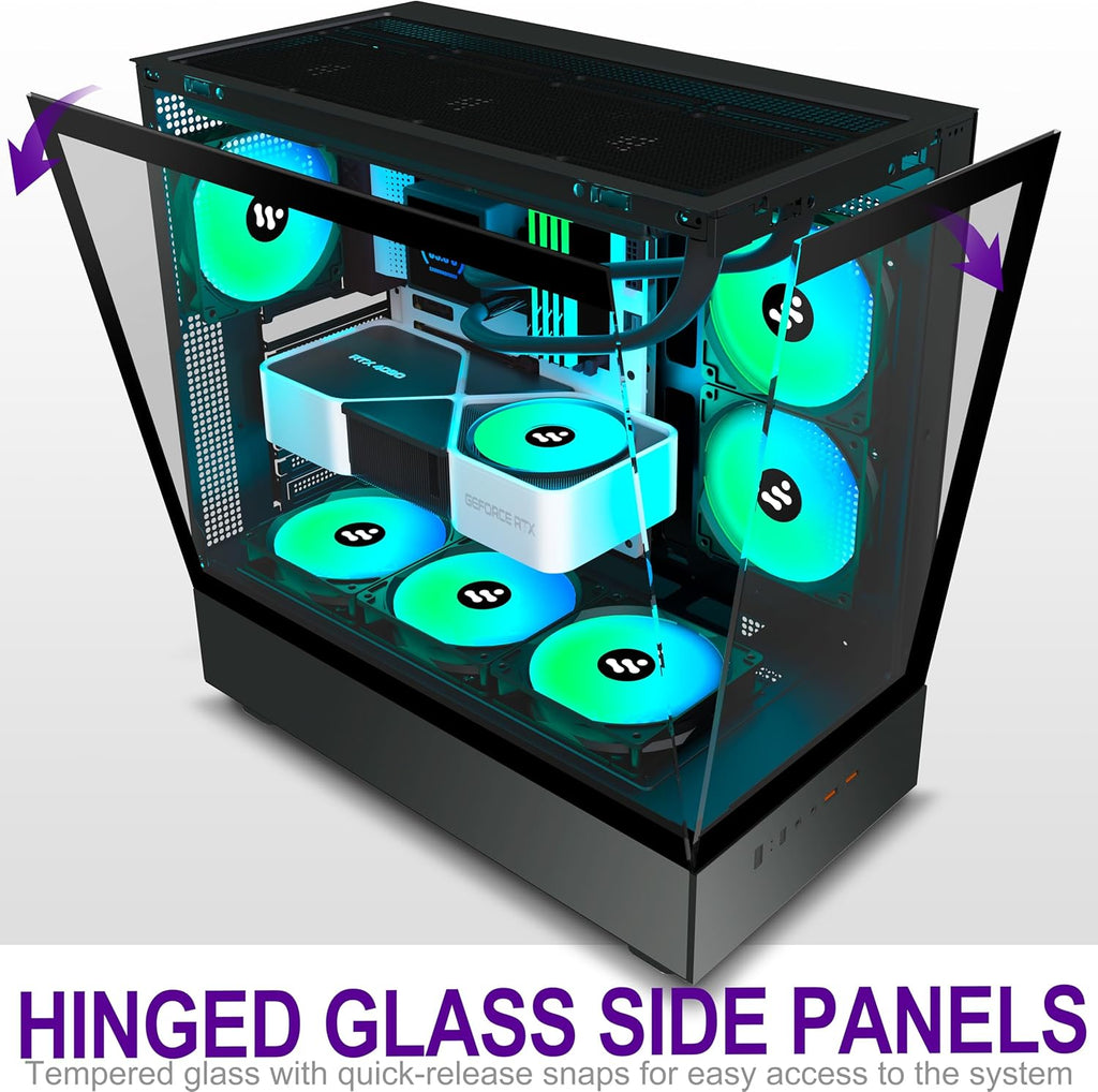 Black PC Case with ARGB Fans F98863