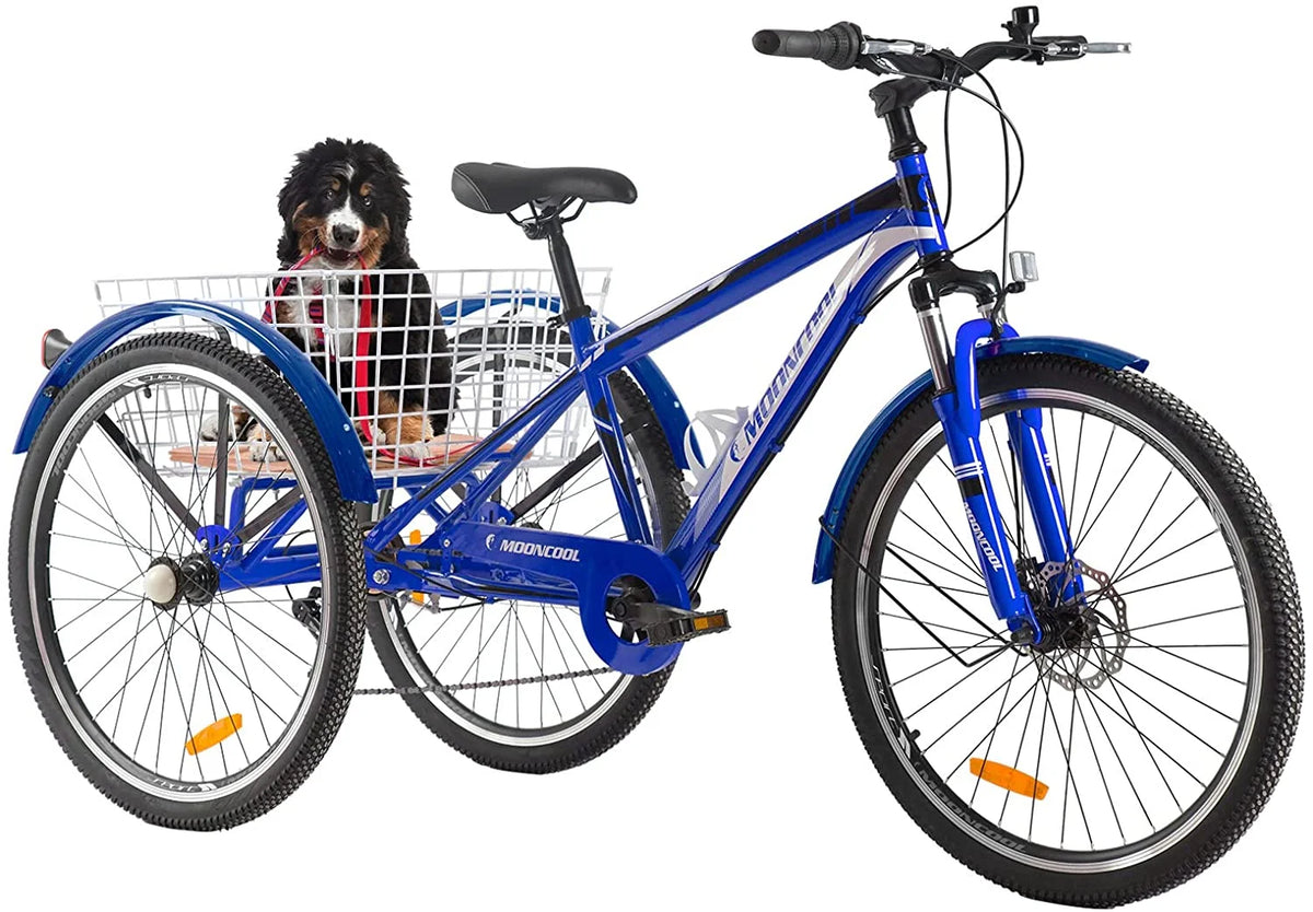 Adult Mountain Tricycle, 7 Speed Three Wheel Bike, 24/26/27.5 inch, 420 lbs H499691