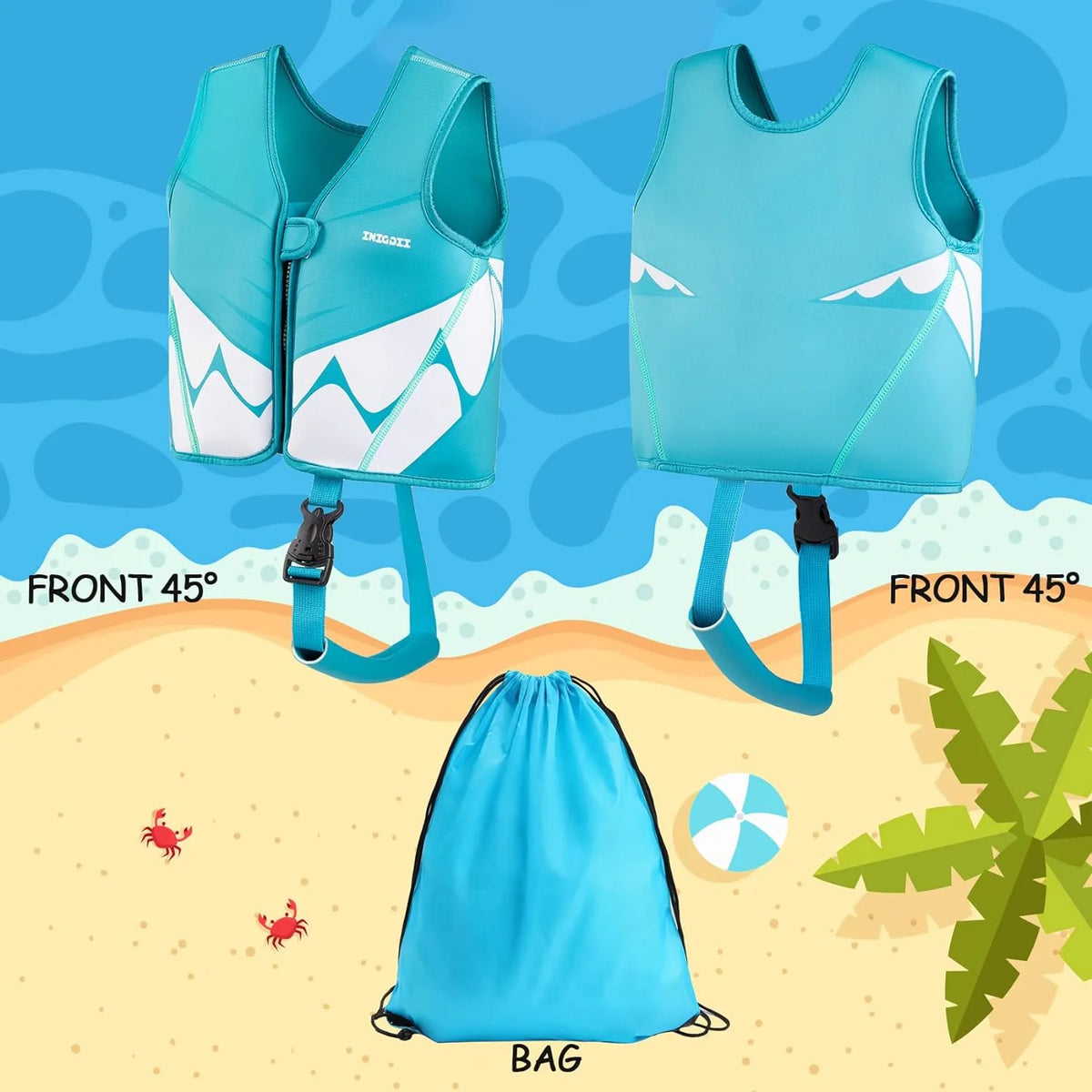 Toddler Swim Vest with Adjustable Safety Strap M212