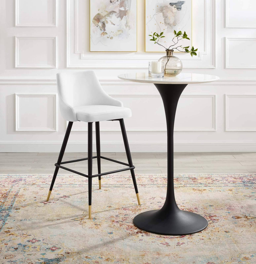White Performance Velvet Bar Stool M8000