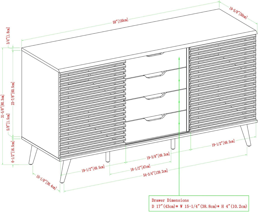 Black and Dark Walnut 4 Drawer Wood Cabinet E732429