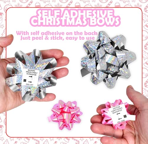 32 Pcs Multi Colored Gift Bows Assortment Set with 8 Curling Ribbon Rolls F4812