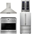 36 Gas Range, Range Hood, Refrigerator and Wine Cooler X408847