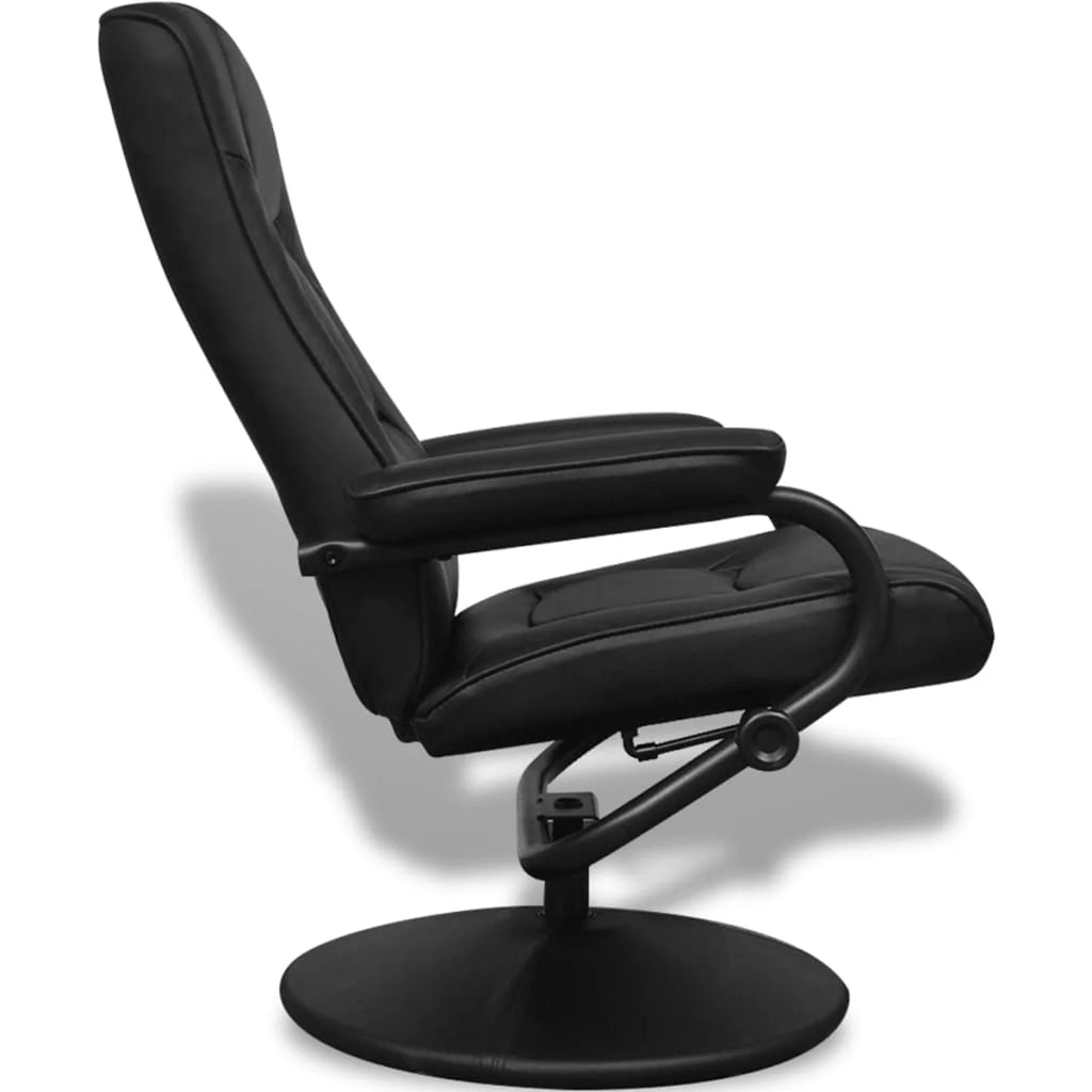 Black Faux Leather Swivel Recliner with Ottoman R973900