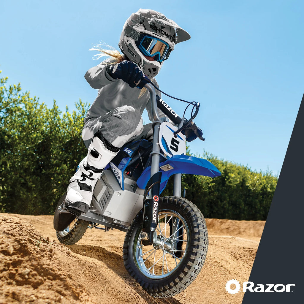 Blue 24V Electric-Powered Dirt Bike T22448