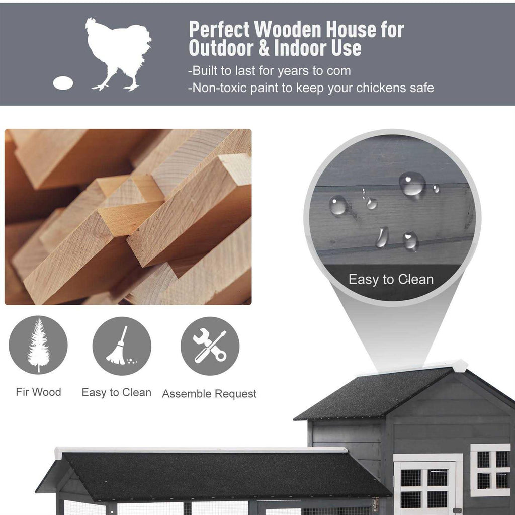 Wooden Chicken Coop with Run Nesting Box G30370