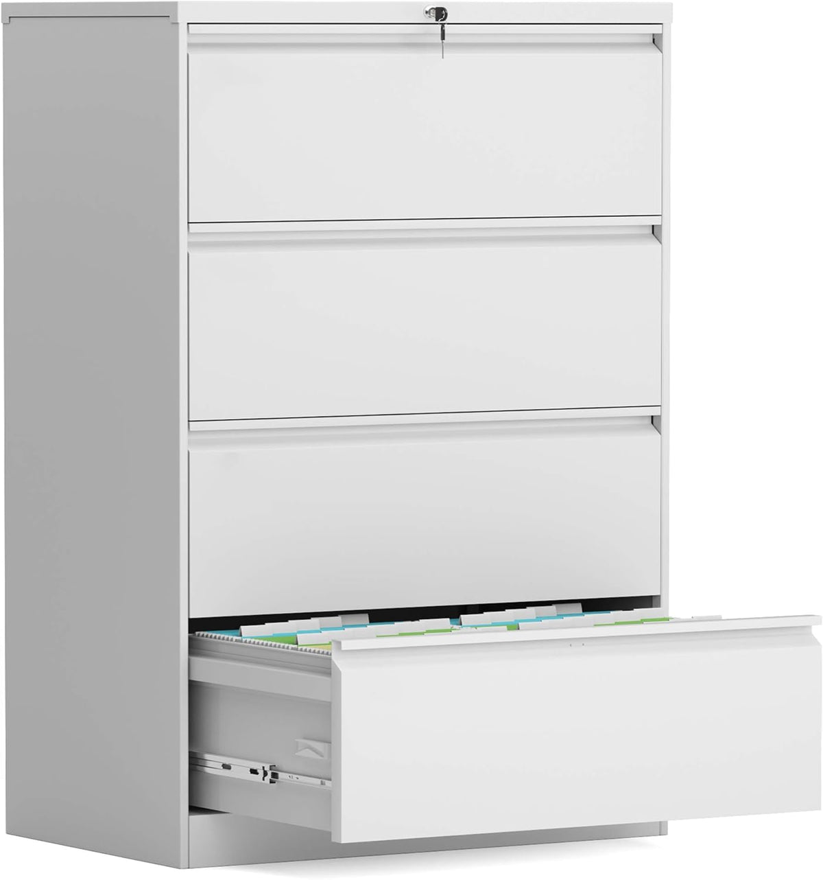 Metal Lateral File Cabinet with 4 Lockable Drawers, Black N377458