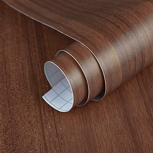 Walnut Brown Wood Contact Paper 24x354 inch Self-Adhesive Vinyl Wrap U8537