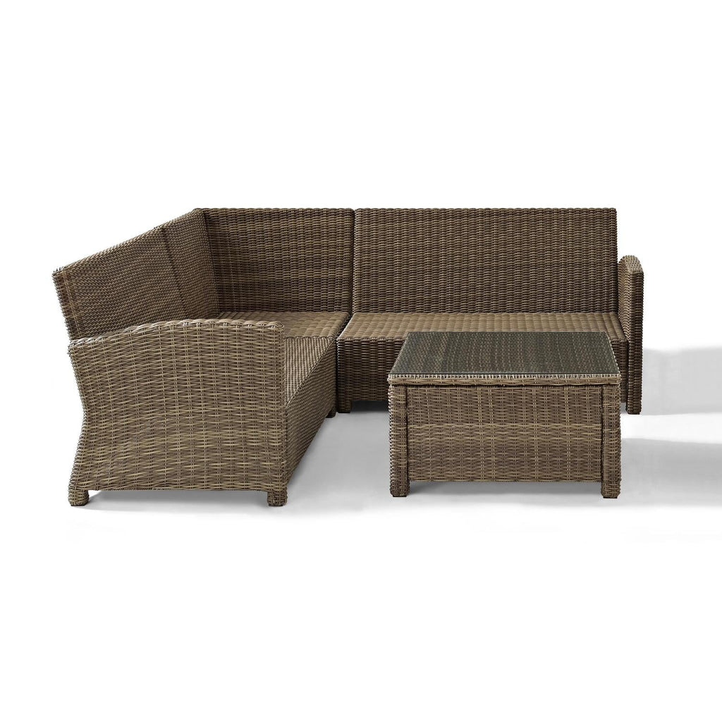 4Pc Outdoor Wicker Sectional Set Sangria Weathered Brown V52790