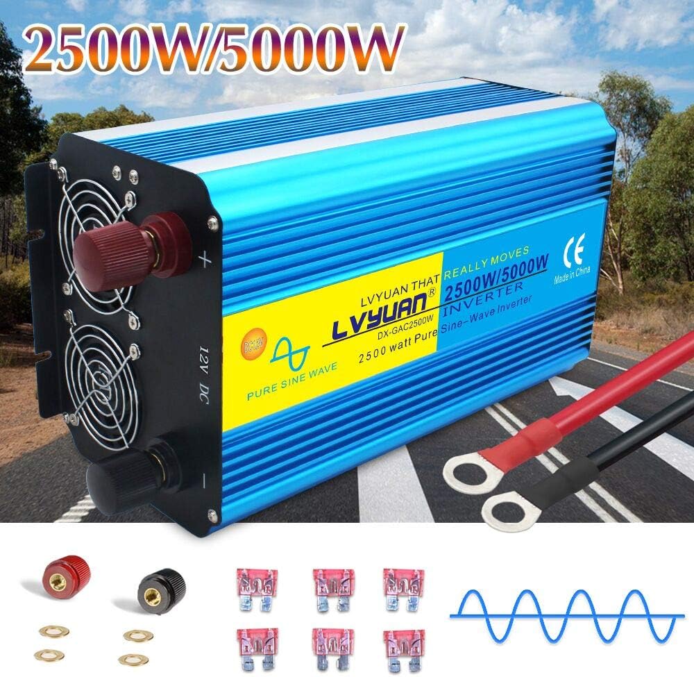 2500W Pure Sine Wave Power Inverter DC 12V to 110V AC S751600
