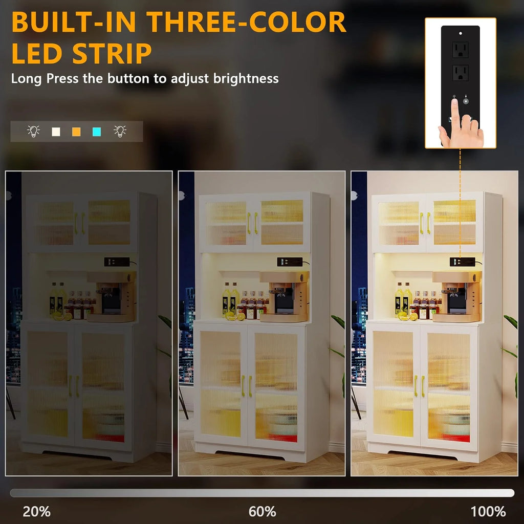 67" White LED Storage Cabinet with Charging Station V8789