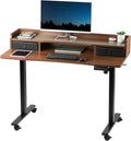 Dark Walnut Top Black Frame 2-Tier Height Adjustable Stand Up Desk L2940