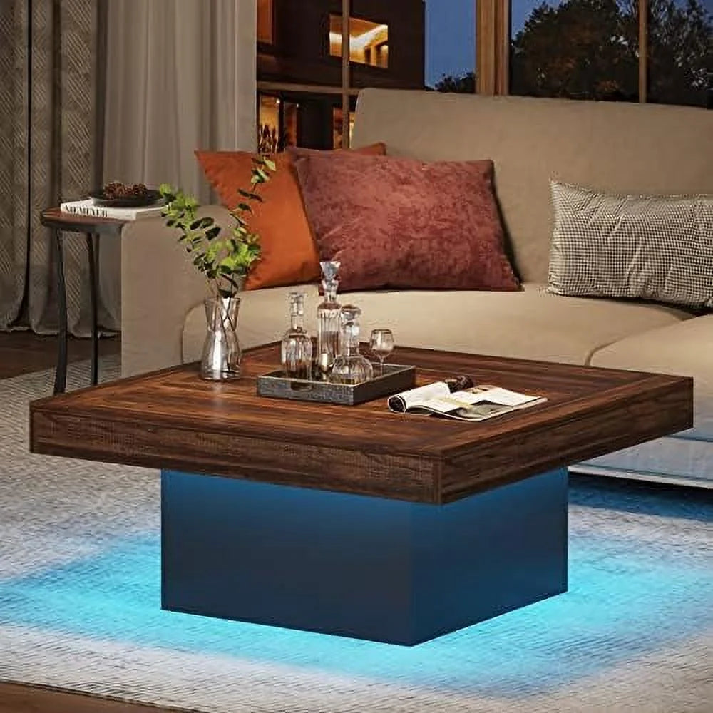 Square LED Engineered Wood Coffee Table L851