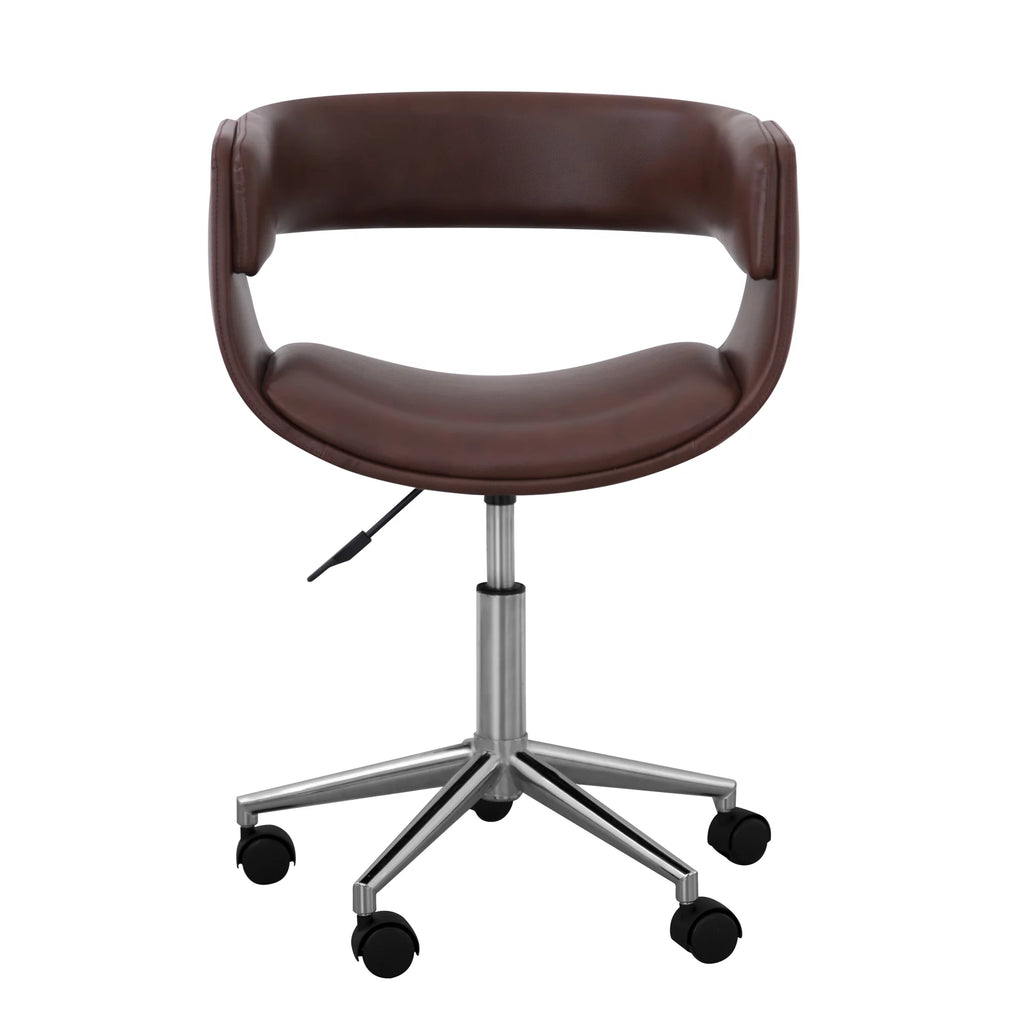Brown PU Leather Office Chair with Swivel Base T8595