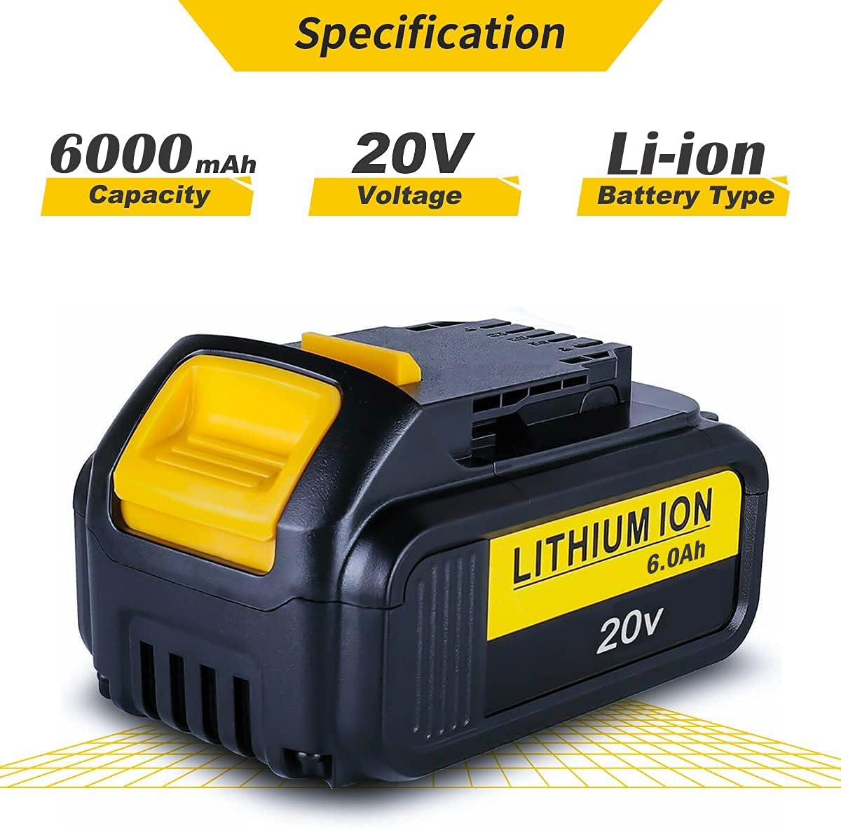 2 Pack 6.0Ah 20V Lithium ion Rechargeable Battery X7202