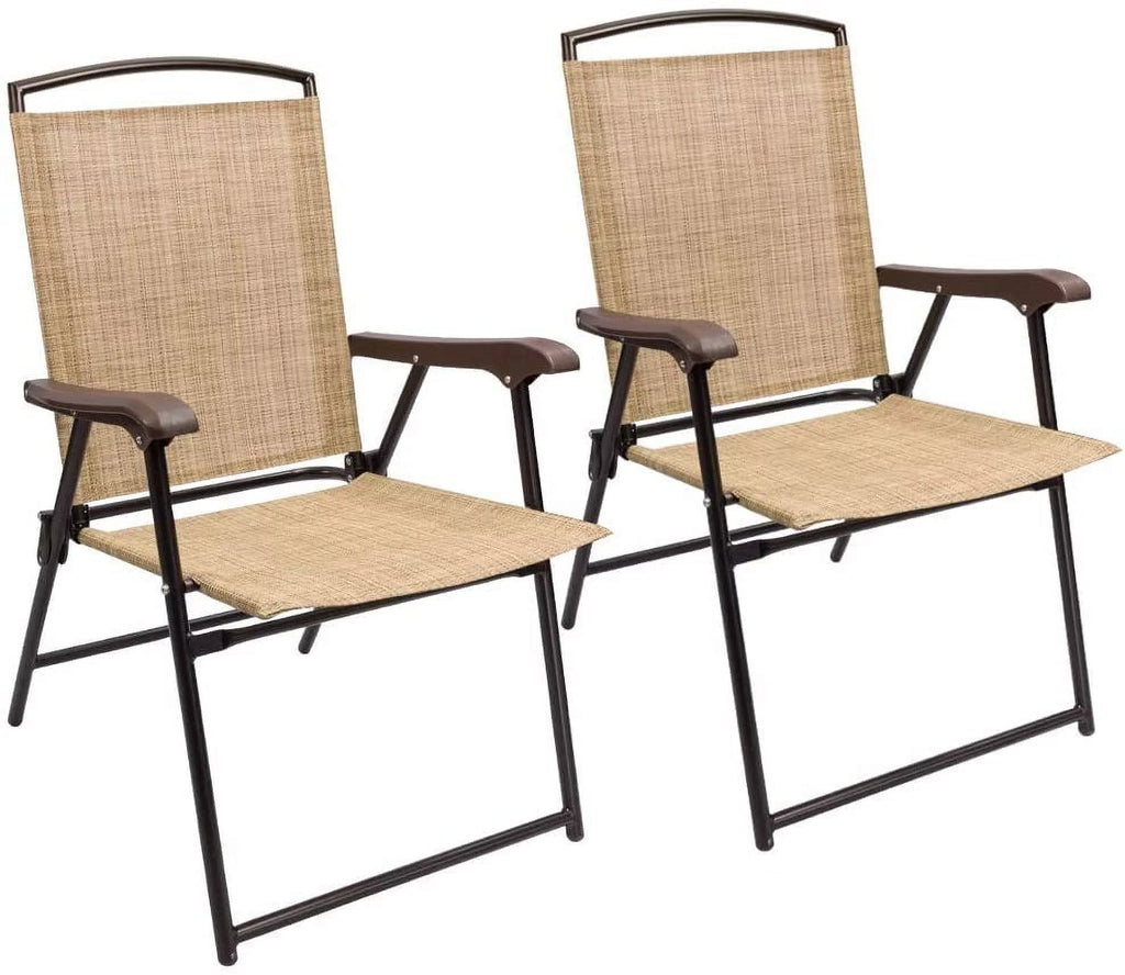 Beige Set of 2 Folding Sling Chair Z445