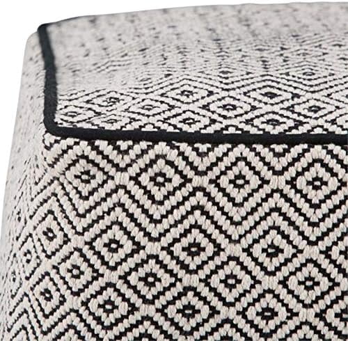 Cotton Woven Square Pouf Ottoman F88756