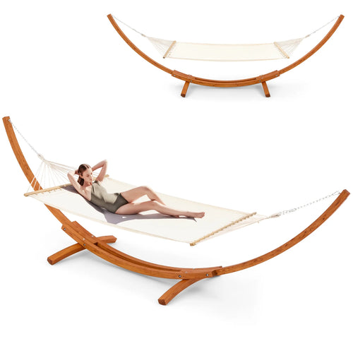 14FT Wooden Double Hammock with Stand U756866