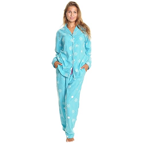 Women's Fleece Pajama Set with Notch Collar and Pockets T643876