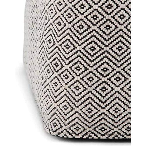 Cotton Woven Square Pouf Ottoman F88756
