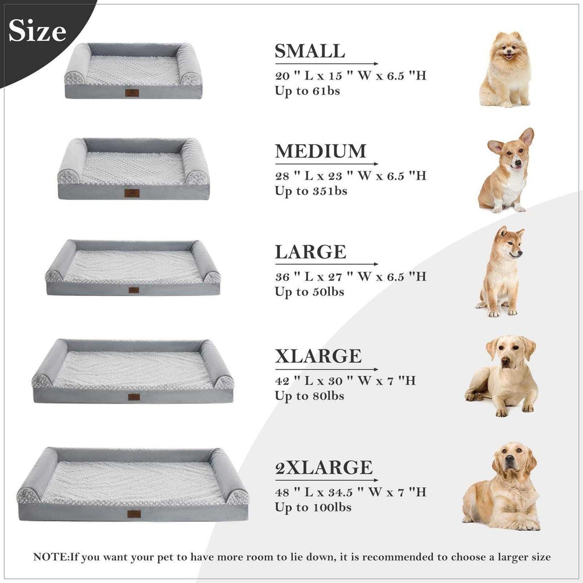 Large Dogs Orthopedic Sofa Dog Bed with Removable Waterproof Cover D47323