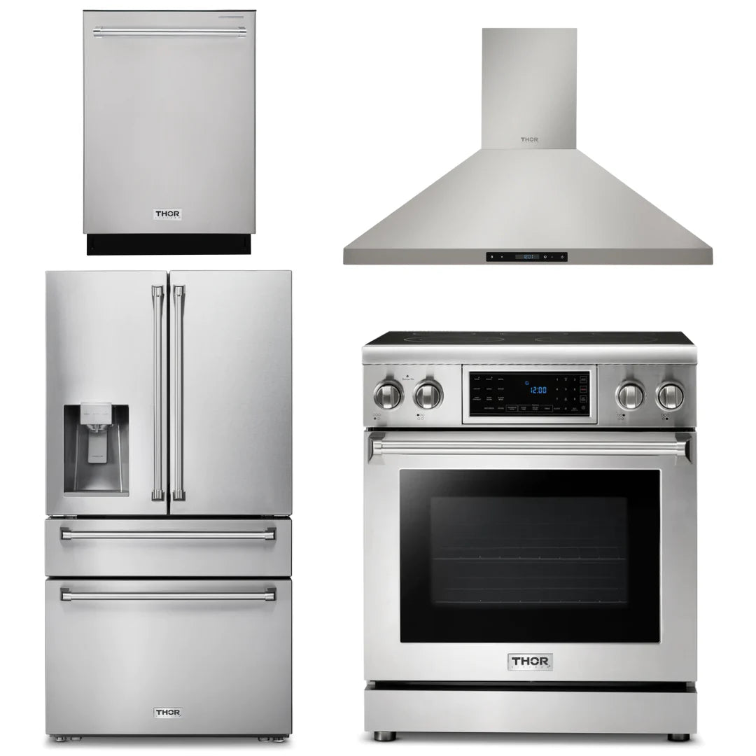 30 Electric Range, Range Hood, Refrigerator with Water and Ice Dispenser, Dishwasher V89720