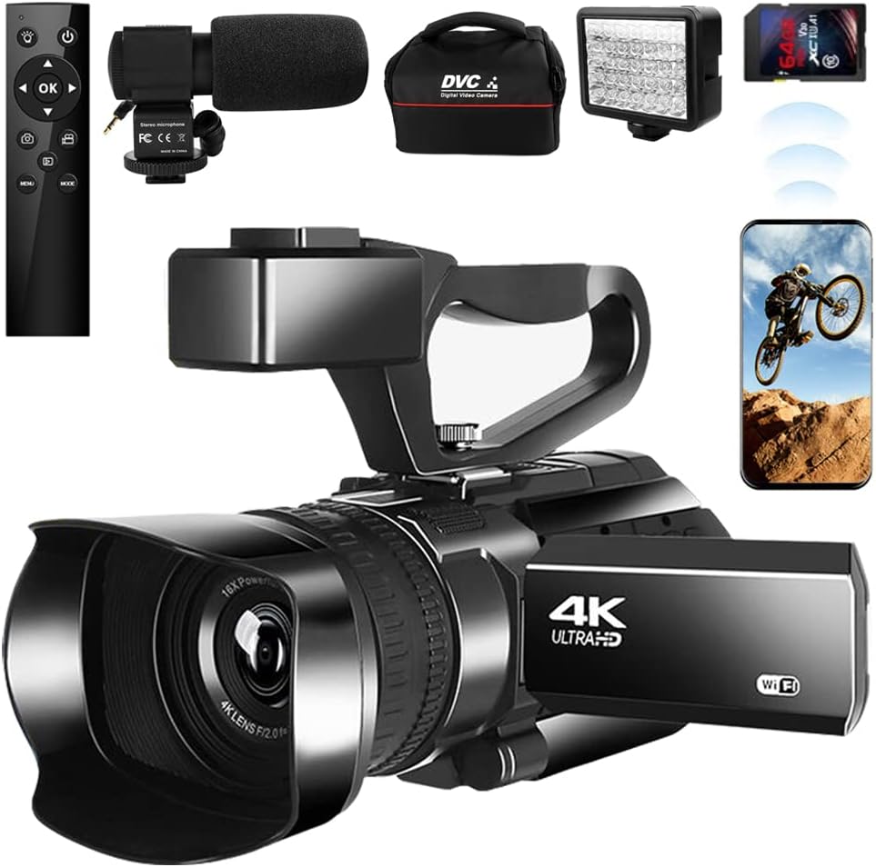 4K 48MP 60FPS Touch Screen Camcorder with Microphone K147