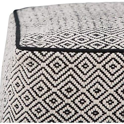 Cotton Woven Square Pouf Ottoman F88756