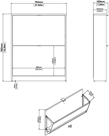 White 2 Drawer Shoe Cabinet X9292