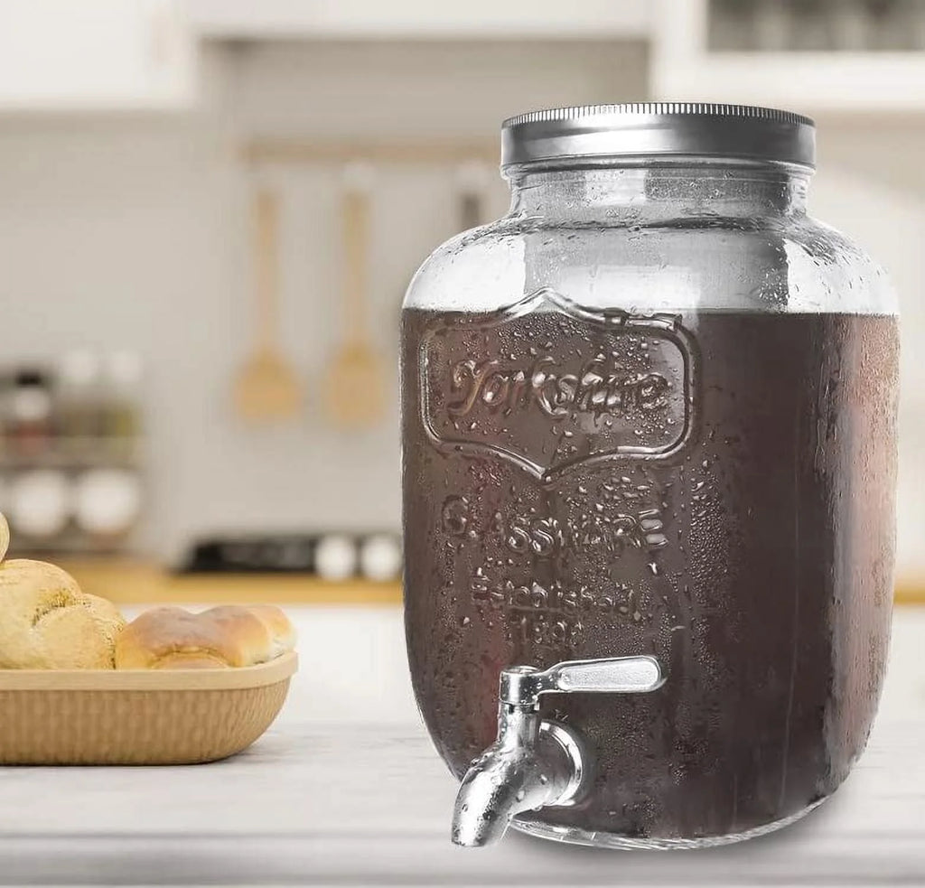 1 Gallon Cold Brew Coffee Maker with Glass Carafe and Stainless Steel Filter N975