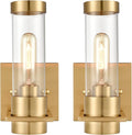 Brass Gold Frosted Glass Wall Sconce 2 Pack V9196