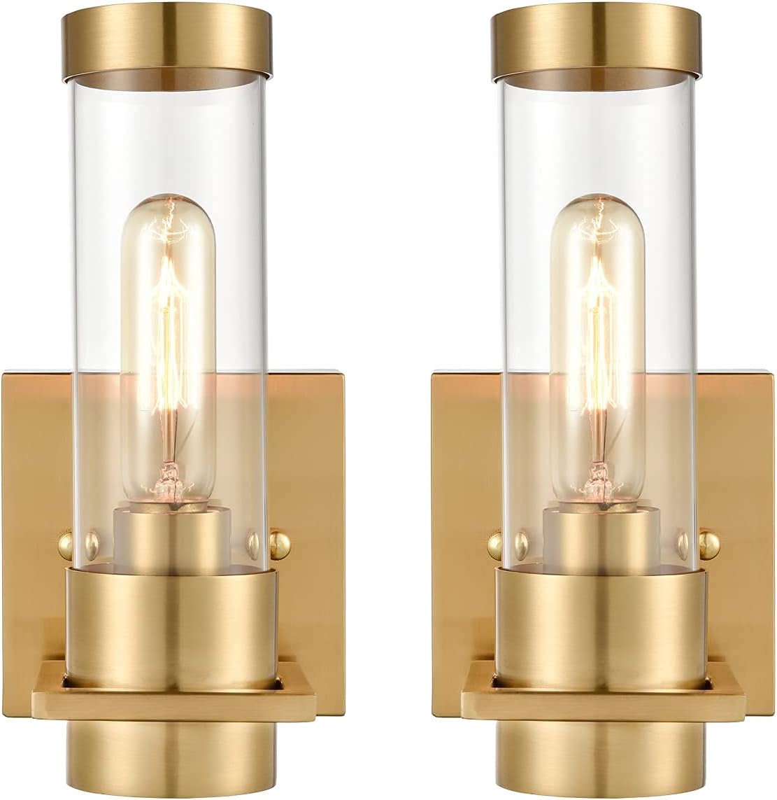 Brass Gold Frosted Glass Wall Sconce 2 Pack V9196