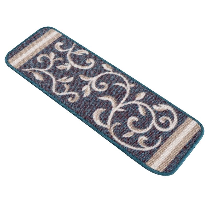 Blue Floral Non Slip Carpet Stair Treads Set of 7 E5332