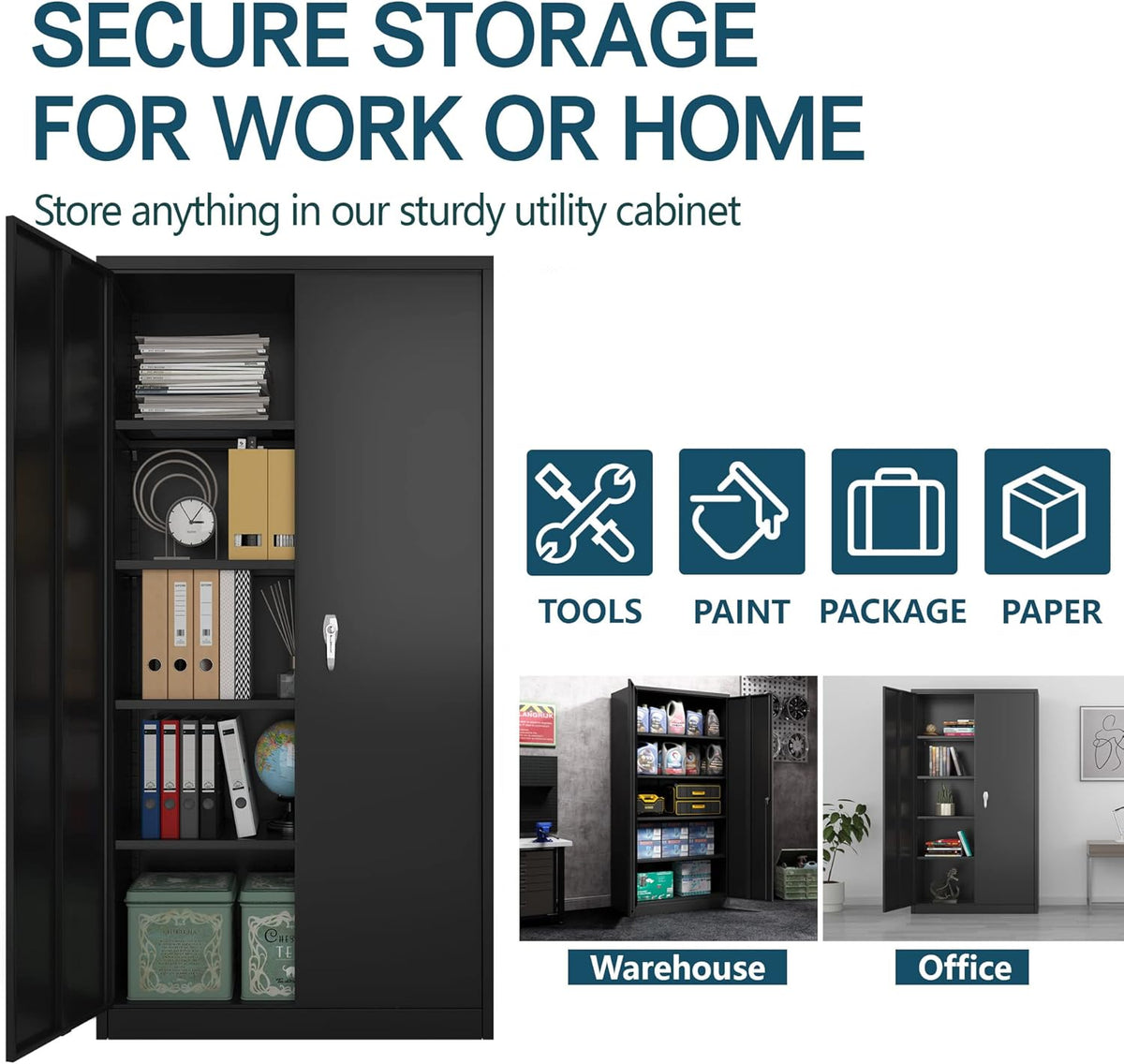 72'' Metal Storage Cabinet with 4 Adjustable Shelves D947112