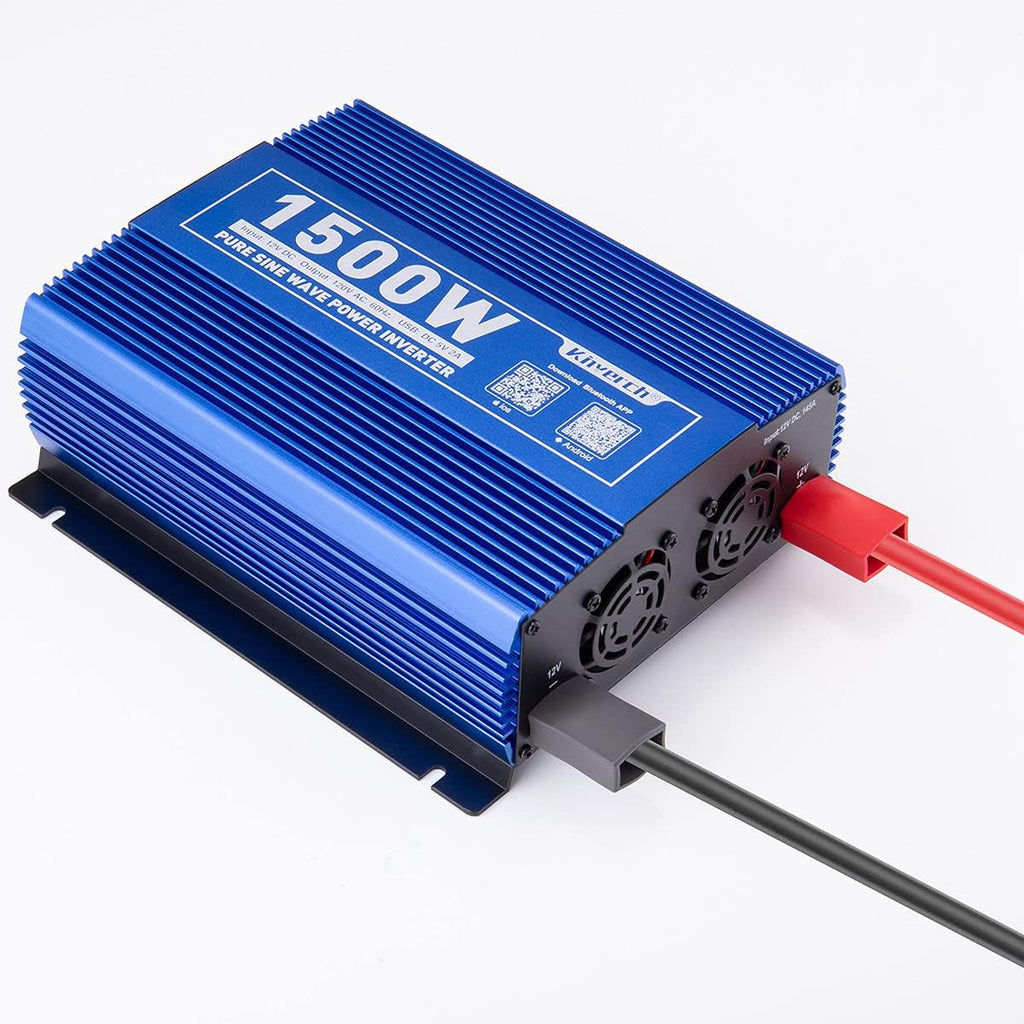 1500W Pure Sine Wave Power Inverter 12V DC to 110V AC with Bluetooth F128815