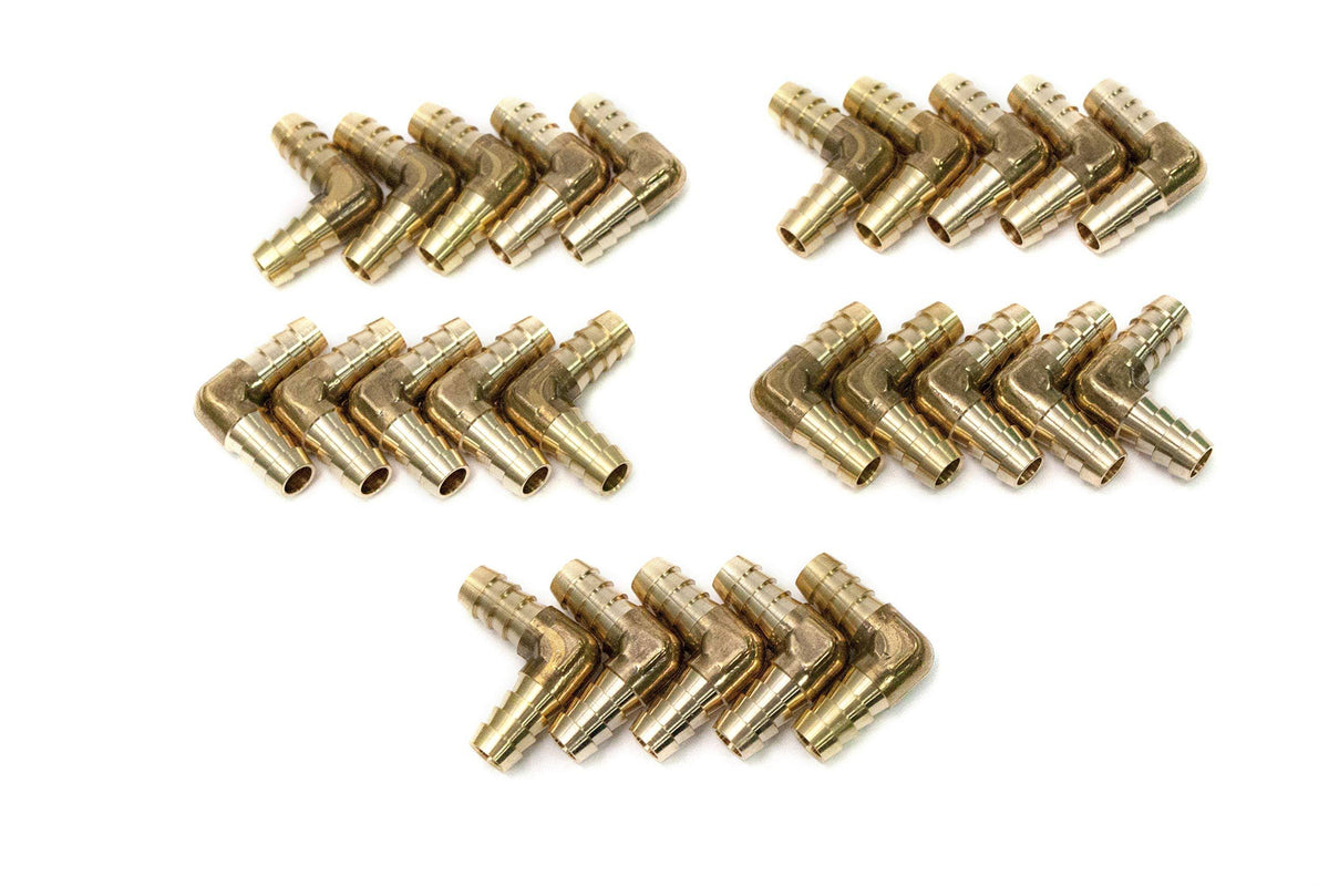 90 Deg Elbow Brass Barb Fitting 3/8x22 (Pack of 25) H19162