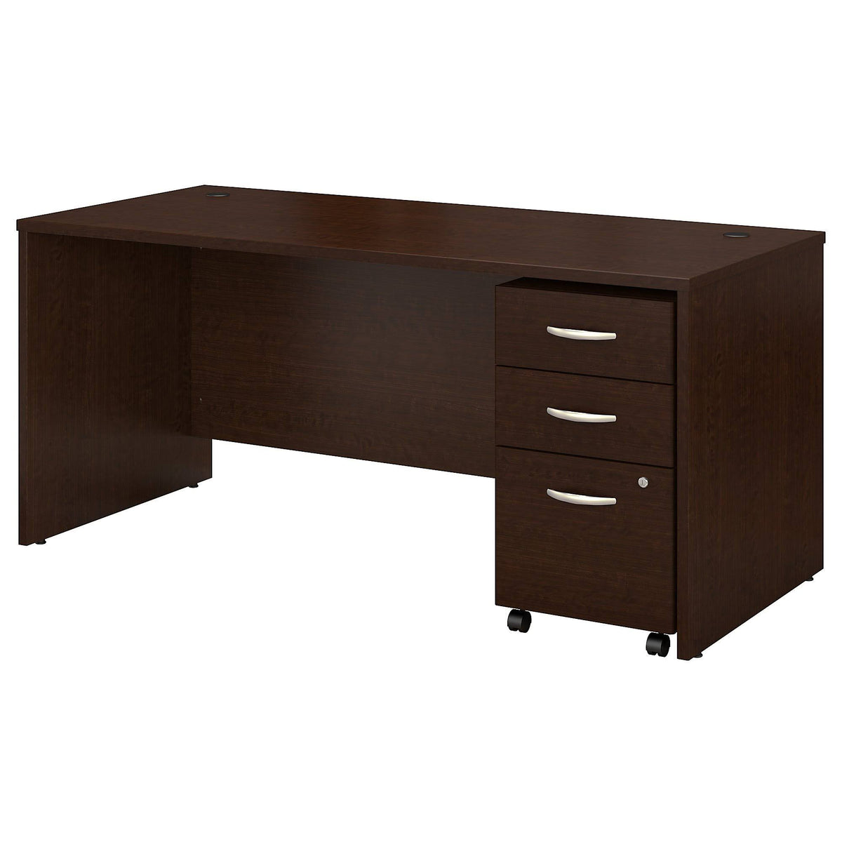 Mocha Cherry Office Desk with Mobile File Cabinet L71759