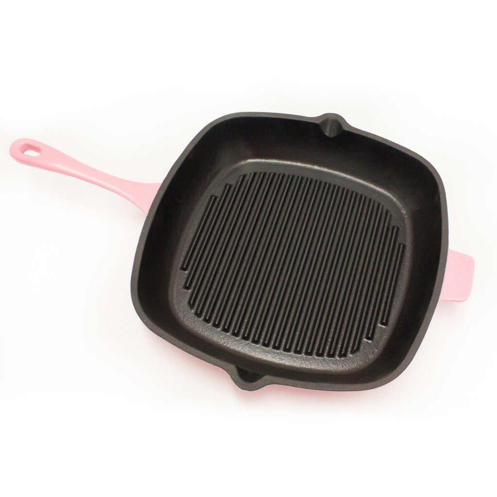Pink Cast Iron Square Grill Pan O209615