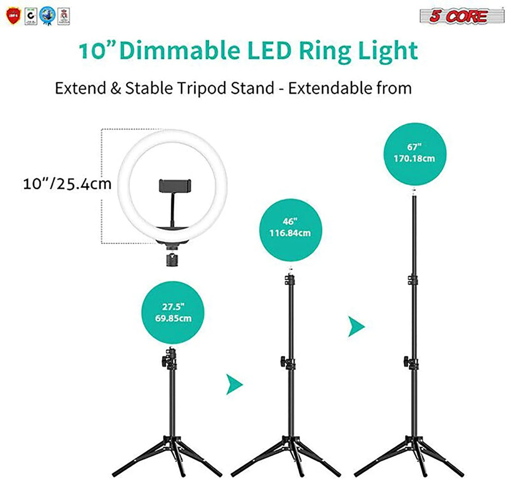 10" LED Ring Light with Tripod Stand Phone Holder I90037