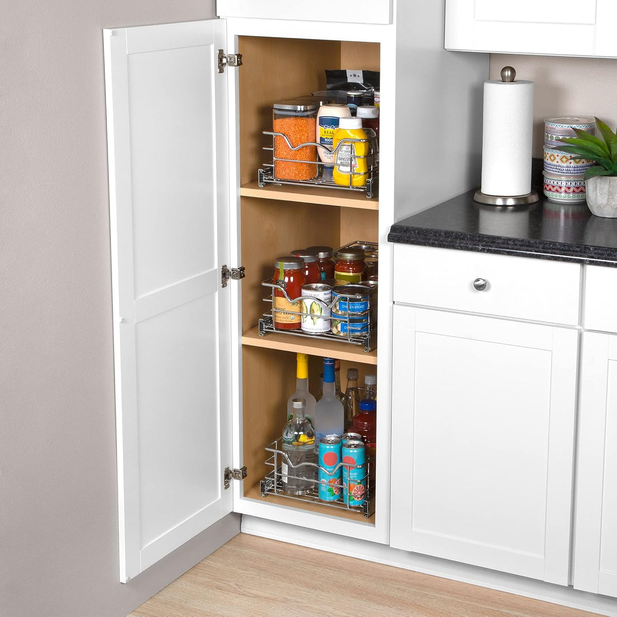 Pull Out Cabinet Organizer Basket, 11W x 21D x 5H B41251