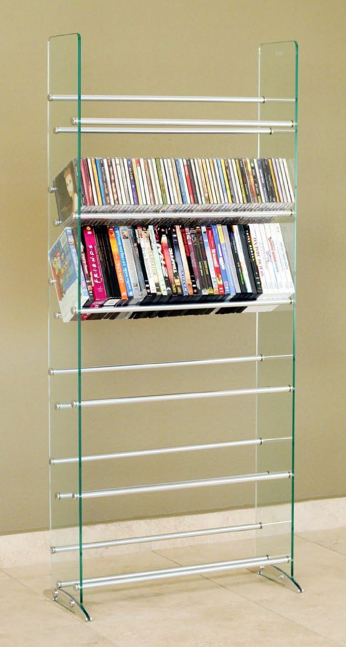 Clear/Silver Glass CD/DVD Rack W31856