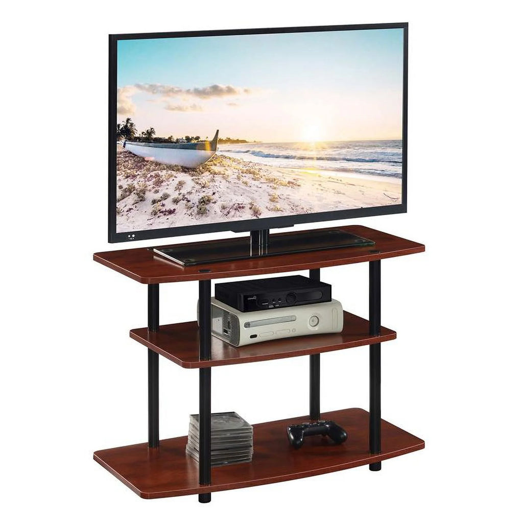 Three-Tier TV Stand in Warm Cherry Wood Finish S56294