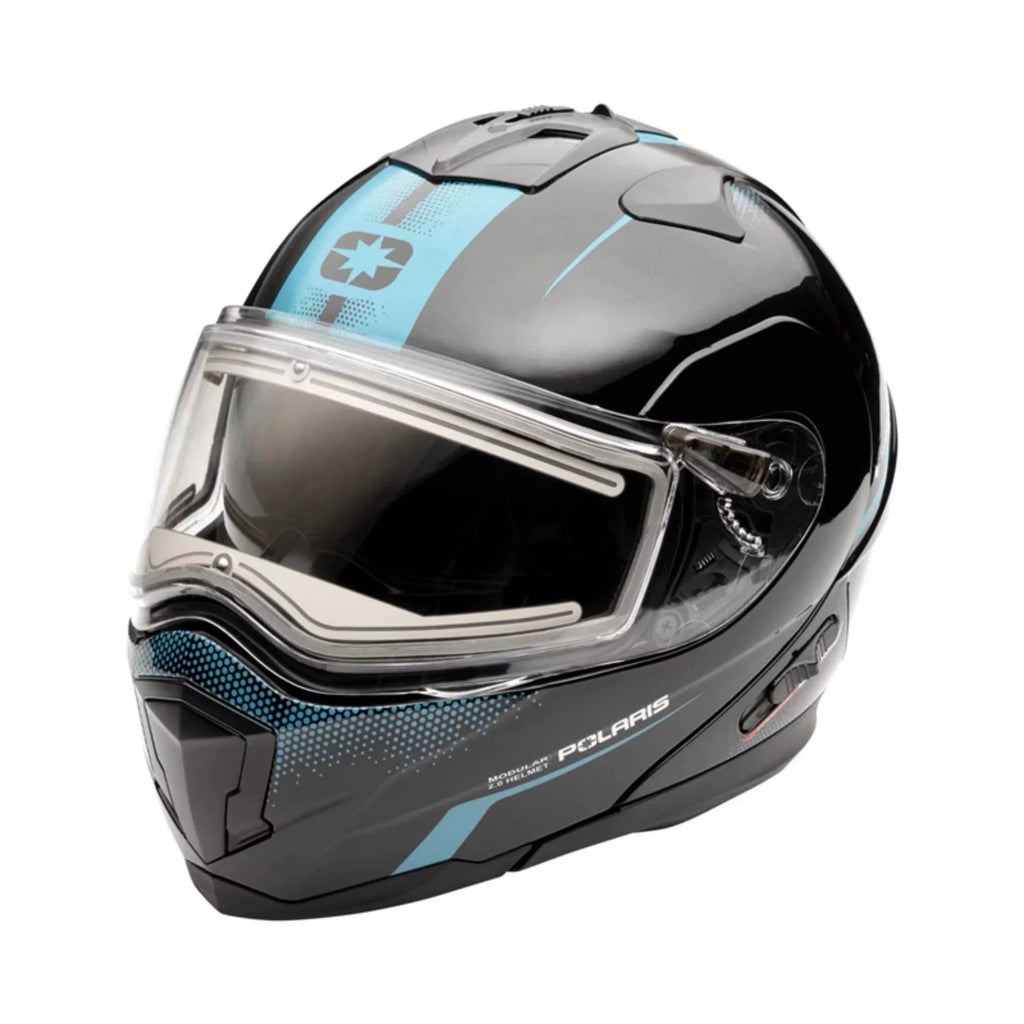 Black Teal Snowmobile Helmet U504
