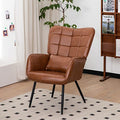 Brown Leather Accent Chair with Metal Legs X584