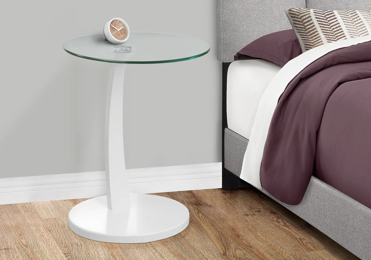 White C-shaped Accent Table Y127