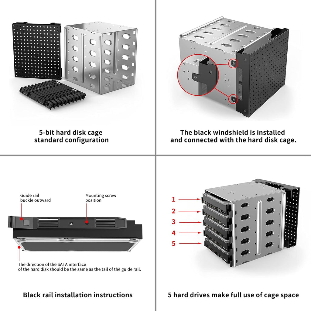 Stainless Steel Hard Drive Cage Rack SATA 5.25 to 4X 3.5 T166