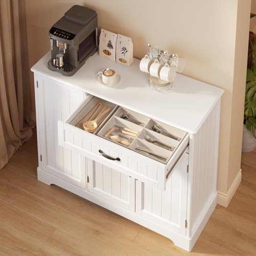 Kitchen Sideboard Buffet Cabinet with Drawer and Shelves R65757
